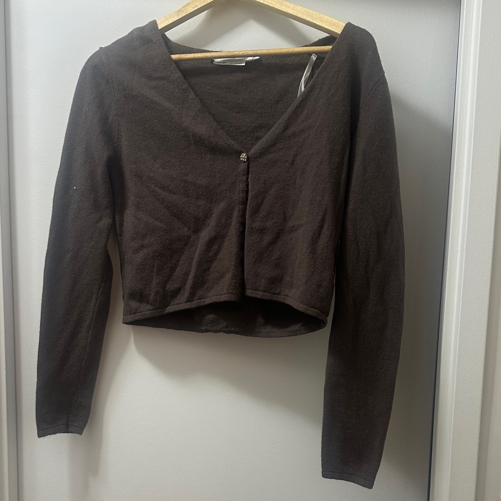 Simons Chocolate Brown V-Neck Crop Top